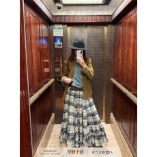 批发Xzichic欧阳娜娜同款裙子RL半身裙女文艺格纹蛋糕裙秋冬新款<b class='q'>长裙</b>