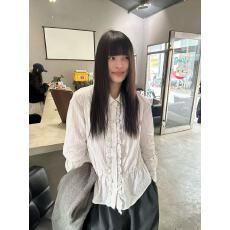 批发通勤风木耳边褶皱<b class='q'>衬衫</b>2026春季新款女<b class='q'>长袖</b>百搭宽松条纹上衣温柔风