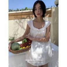 批发娃娃领小飞袖<b class='q'>连衣裙</b>女 A摆无袖上衣<b class='q'>花苞</b>安全裤两件套