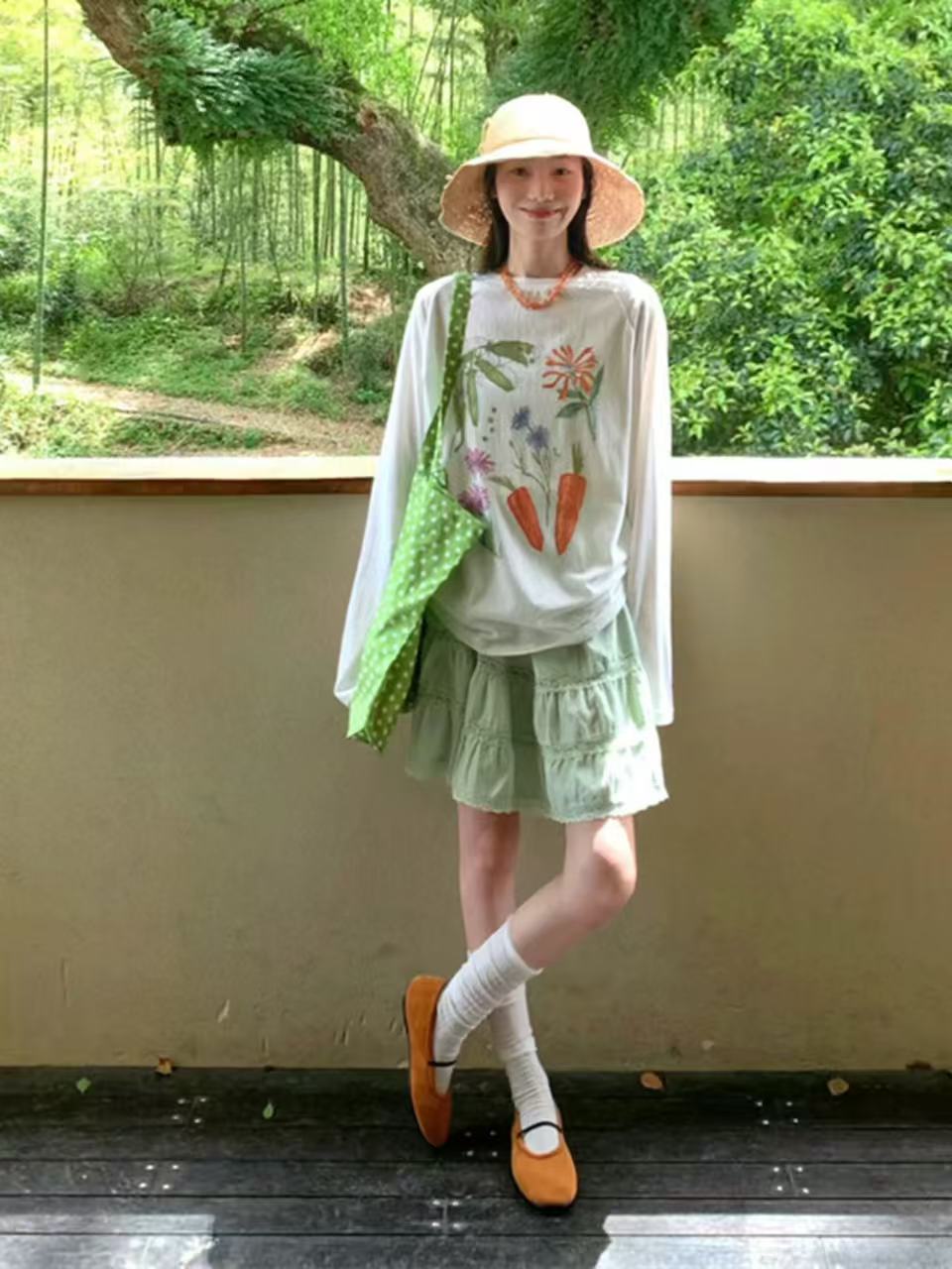 한 부서 레트로 패치워크 마이크로 ~을 통해 화이트 꽃무늬 자외선 차단 의류 블라우스 여성 여름 루즈핏 다용도 슬림해 보이는 느긋한 맨위