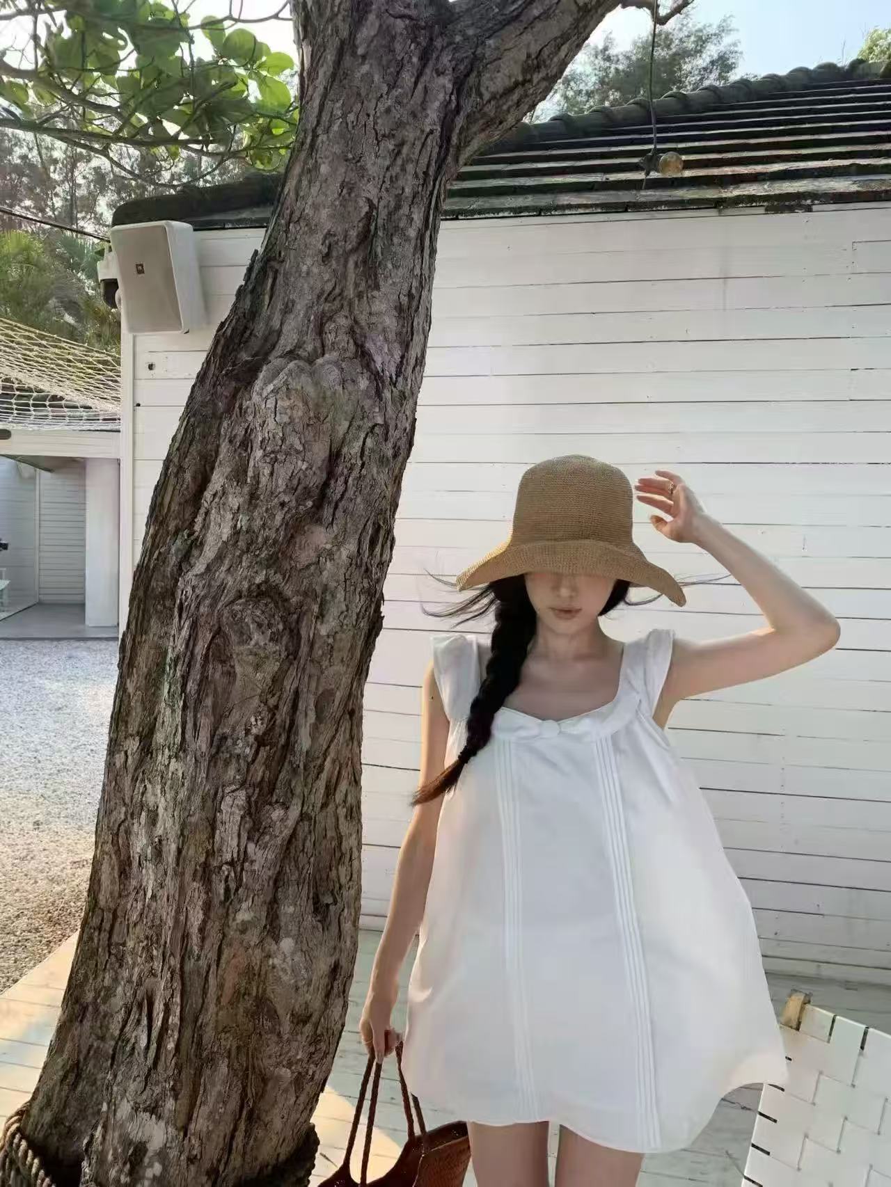 베이비 칼라 작은 날다 소매 여성 드레스 여름 새로운 민소매 맨위 꽃밭 안전 바지 투피스 세트