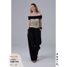 批发一字露肩 立体绳绣印花 <b class='q'>亚麻</b>混纺上衣