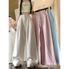 批发实拍包边 奶芙垂感山本裤女<b class='q'>夏</b>季新款薄款慵懒冰丝阔腿裤