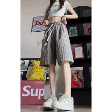 批发原版 立体腰 泡泡纱运动短裤<b class='q'>夏</b>季冰丝速干格纹五分裤美式休闲裤