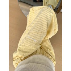 批发原版立体腰  美式休闲条纹刺绣工装裤女2025新款宽松阔腿裤