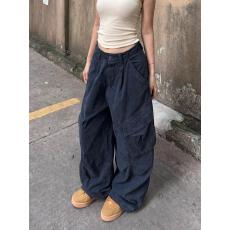 批发全棉包边  美式宽松多口袋<b class='q'>工装裤</b><b class='q'>女</b>阔腿hiphop爵士街舞长裤