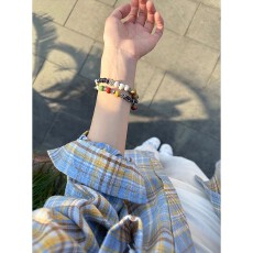 批发原版后腰拼接  2色 黄蓝格子<b class='q'>衬衫</b>高级感长袖<b class='q'>衬衣</b>情侣外套