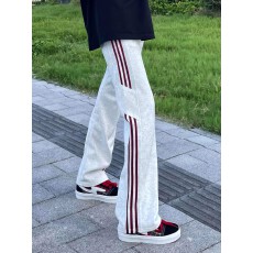 批发立体腰头 美式灰色三条杠卫裤秋冬<b class='q'>长裤</b>子条纹休闲运动裤