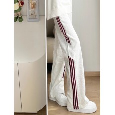 批发立体腰头  裤子秋季三杠条纹运动卫裤美式复古直筒阔腿休闲裤