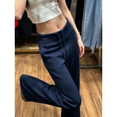 藏青色垂感运动裤女秋冬季2026新款高腰显瘦休闲直筒阔腿卫裤
