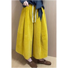 批发秋季新款韩版百搭显瘦休闲<b class='q'>裤</b>女设计感宽松灯芯绒阔腿八分<b class='q'>裤</b>