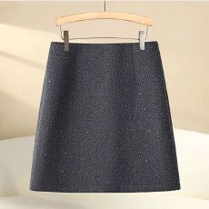 批发2025秋冬时尚亮片闪闪高腰显瘦毛呢半身裙<b class='q'>包臀裙</b>防走光a字短裙女