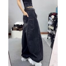 批发港风潮男<b class='q'>夏</b>季新款2025个性字母牛仔裤嘻哈ins潮高街潮流痞帅长裤