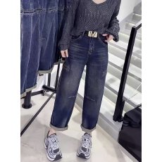批发2025秋季新款蓝色牛仔萝卜<b class='q'>裤</b>子女宽松高腰显瘦哈伦老爹<b class='q'>裤</b>休闲<b class='q'>垮</b><b class='q'>裤</b>
