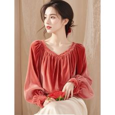 批发春秋新款别致高端气质大码丝绒<b class='q'>胖妹妹</b>减龄高级感特色上衣