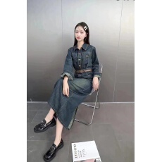 批发春秋款牛仔连身裙裙子质感高级感<b class='q'>连衣</b>裙女长袖2024新款显瘦小个子