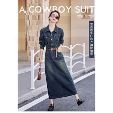 批发春秋款牛仔连身裙裙子质感高级感<b class='q'>连衣</b>裙女长袖2025新款显瘦小个子