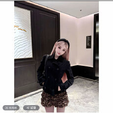 批发kitby3 显气质小公主 法式<b class='q'>修身</b>收腰灯芯绒夹卡胖女生秋季外套