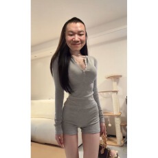 批发可外穿性感辣妹风睡衣女春秋新款设计感长袖短裤家居服休闲两件套