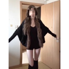 批发2025冬季毛领开衫修身针织上衣显瘦辣妹内搭打底气质网红热辣短裤