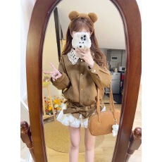 批发复古美拉德棕色<b class='q'>夹克</b><b class='q'>外套</b>女秋冬季2025新款早秋韩系氛围感穿搭上衣