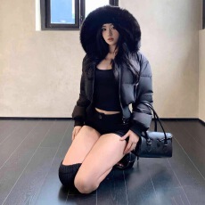 批发美式复古黑色毛领派克服保暖显瘦收腰棉衣棉服女款2025年新款冬季