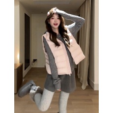批发韩系设计感排骨棉服<b class='q'>马甲</b>女秋冬季新款小个子宽松保暖无袖<b class='q'>马夹</b>外套