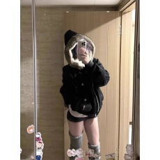 批发韩系复古毛领连帽棉服女冬2025新款宽松显瘦工装风派克服保暖外套