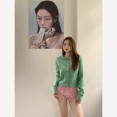 批发韩系氛围感套装女洋气针织开衫巨好看的两件套早秋新款粉色短裤潮