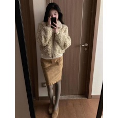 批发韩系秋冬新款高级感休闲毛毛<b class='q'>外套</b><b class='q'>长袖</b>上衣高腰包臀显瘦半身裙套装