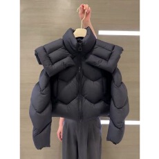 批发2025年秋冬新款保暖羽绒棉服女宽松纯色<b class='q'>棒球</b>服领慵懒风面包<b class='q'>服外套</b>