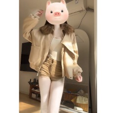 批发<b class='q'>纯</b>欲辣妹套装女2025冬季新款韩系复古毛领保暖夹克外套短裤两件套