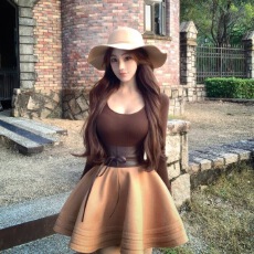 批发WW原创修身u领长袖针织衫女高腰A字性感半身裙套装秋冬显瘦两件套