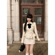 批发韩系<b class='q'>名媛</b>千金小香风秋冬季<b class='q'>套装</b>女方领收腰上衣修身半身裙子两件套