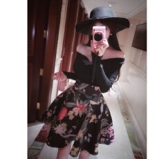 批发WW定制「夜月莺」高腰百搭水墨百褶半身裙小个子名媛性感风A字裙