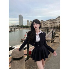 批发韩剧学院风套装女短款<b class='q'>西装外套</b>JK制服辣妹高腰显瘦衬衫背带连衣裙