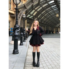 批发安妮不火 甜酷风呢子<b class='q'>连衣裙</b>套装女2025秋冬新款微胖<b class='q'>大码</b>两件套装