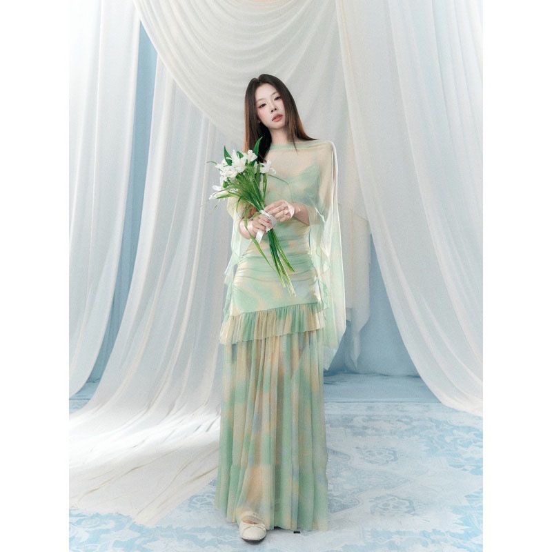 오노 라스베리 2 월 24 일 신제품 봄 여름 쉬폰 휴가 바람 허리 수축 점프 슈트 치마 bl812164