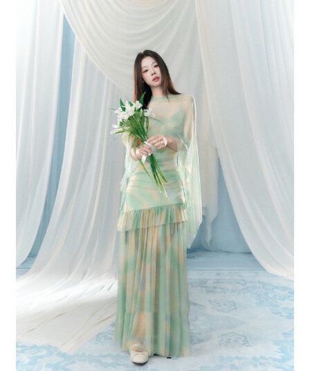 오노 라스베리 2 월 24 일 신제품 봄 여름 쉬폰 휴가 바람 허리 수축 점프 슈트 치마 bl812164
