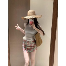 批发海岛度假套装辣妹低腰碎花防走光包臀裙半身裙+正肩短袖T恤上衣夏