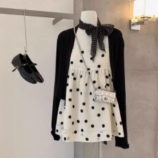 批发阿肉Ree <b class='q'>纯</b>欲少女感波点吊带裙2026早春新款薄款针织开衫两件套女