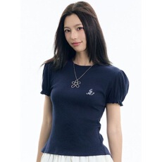 批发iNSLiiSA 正肩短袖t恤女<b class='q'>纯</b>色2026年夏季短款显瘦基础泡泡袖短上衣