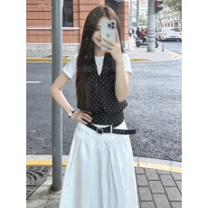 批发韩系<b class='q'>纯</b>色短袖T恤胖MM大码<b class='q'>女装</b>2026夏季新款背心搭配半身裙三件套