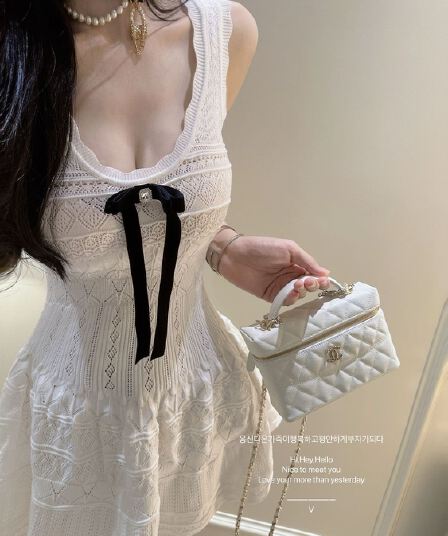 사랑 여름 작은 흰색 꽃 하얀 달빛 부드러운 한 부서 순수한 욕망 바람 한 부서 나비 매듭 슬림해 보이는 조끼 여성 드레스