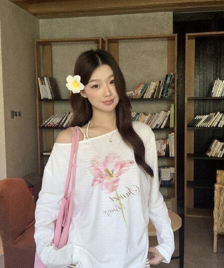 ahy 더블 버전 tee 좋은 핏 스타일 대 라운드 넥 수 있습니다. 비스듬한 어깨 워터 마크 프린트 tee 길다 반팔 맨위 신제품