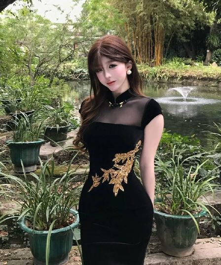 syj 슈 의류 홈 프랑스식 로얄 자매 바람 검정색 자수 망사 여성 드레스 봄 허리 수축 트임 타이트 스커트 롱 스커트