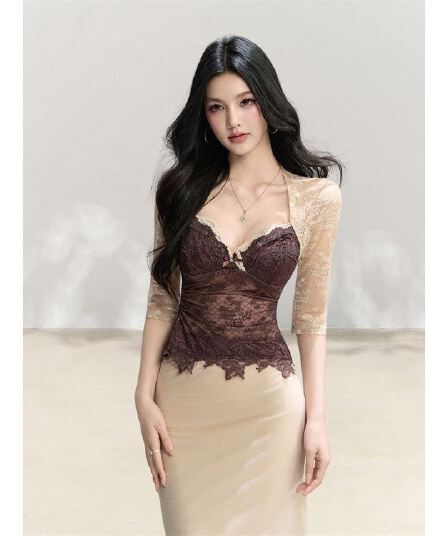 mejiu 꿀 나인 조용한 난 블루 향기로운 순수한 욕망 깊은 v 망사 시폰 셔츠 여성 봄 레이스 무늬 분위기 센스 맨위