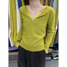 批发休闲木耳边长袖<b class='q'>针织衫</b>女秋冬新款内搭<b class='q'>打底衫</b>遮肉显瘦上衣