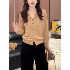 批发2025秋季新款韩版百搭大码女装时尚长袖上衣设计感针织衫显瘦气质