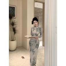 批发实拍新中式国风年轻款收腰气质改良旗袍连衣裙